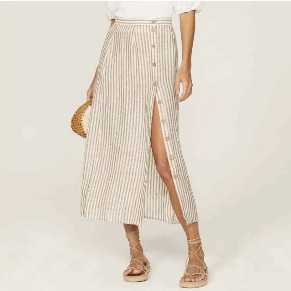 Faherty Billie linen skirt, size XL, brown/cream